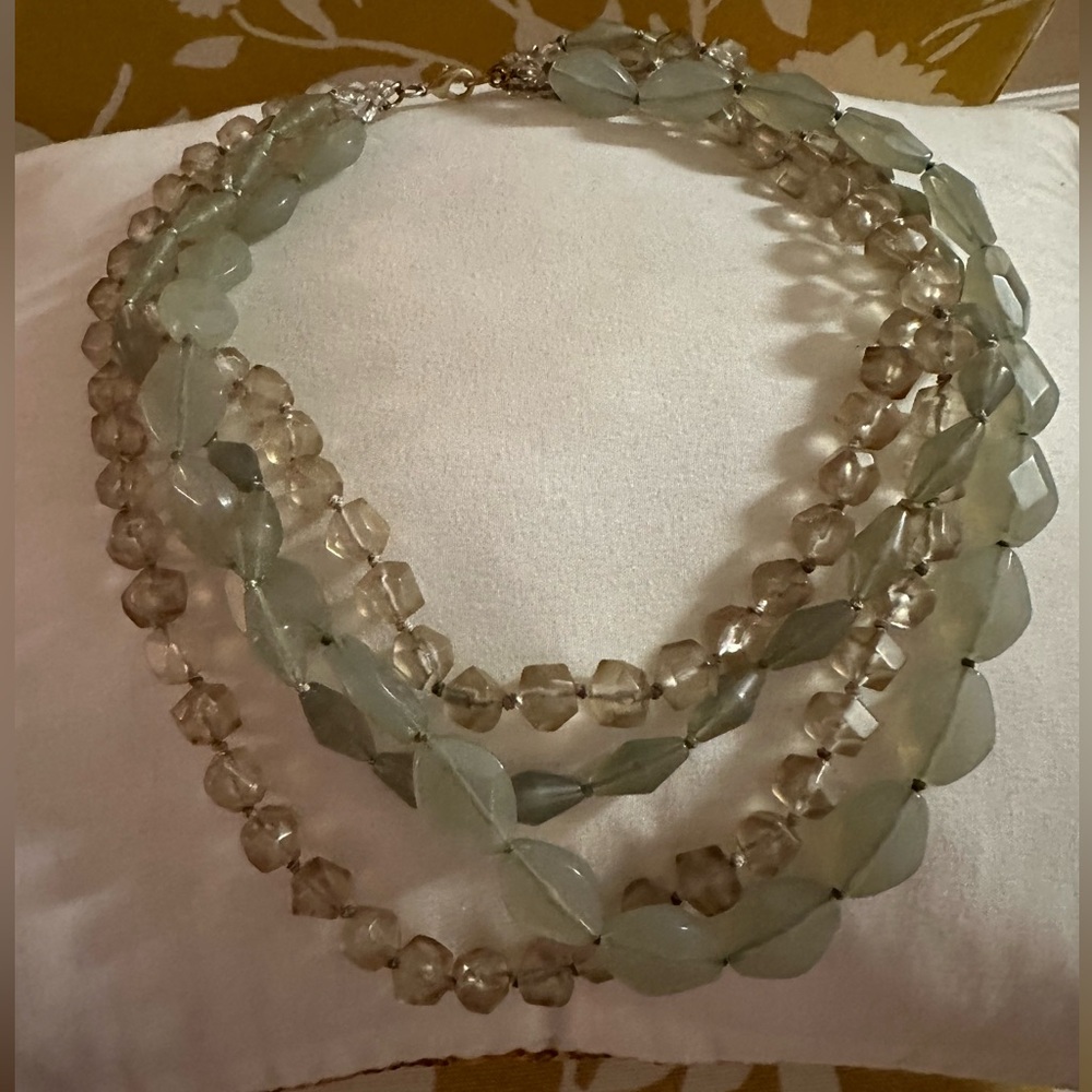 Multi Layer Light Jade Chunky Statement Beaded Ne… - image 1
